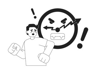 Poster - freelancer missing upcoming deadline black and white concept vector spot illustration. editable 2d f