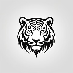 Wall Mural - Tiger Silhouette in black and white. Minimalistic illustration for Logo Design created using generative AI tools