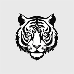 Wall Mural - Tiger Silhouette in black and white. Minimalistic illustration for Logo Design created using generative AI tools