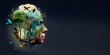 Earth man portrait, nature, animal and environment concept, protect the planet and ecosystem, generative AI
