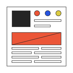 Fototapete - Article webpage template linear flat color vector icon. Website page. Editable thin line element on white. Simple lineart cartoon style spot illustration for web graphic design and animation