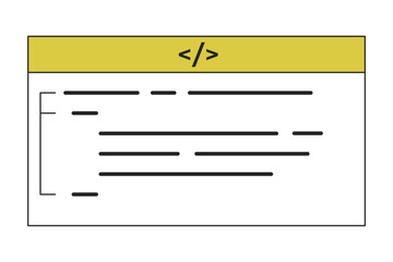 Fototapete - Text-based coding linear flat duo color vector icon. Programming language. Editable thin line duotone element on white. Simple lineart style spot illustration for web graphic design and animation