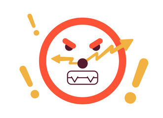 Poster - angry clock semi flat color vector object. missing deadline at work. being late. editable icon. full