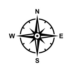 Vector compass rose with North, South, East and West indicated