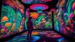 Technicolor Wonderland: An interactive art exhibit that encourages visitors to explore a surreal and psychedelic world. Generative ai.