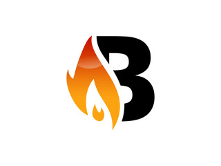 Wall Mural - Vector illustration of abstract letter B with fire flames,
Letter B logo with creative cut and shape