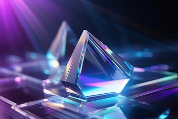 Poster - modern glass block tabletop display. Generative AI