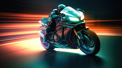 Wall Mural - motorcycle in motion - Illustration created with Generative ai 