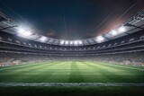 Fototapeta Sport - Large modern and empty stadium with fans in the stands. Generative ai.