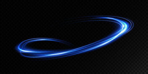Leinwandbilder - Abstract light lines of movement and speed with blue color and sparkles. Light everyday glowing effect. semicircular wave, light trail curve swirl, optical fiber incandescent