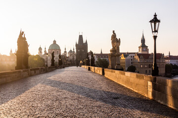 Wall Mural - Morning view of Charles Bridge in Prague, Czech Republic