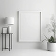 © RemsH - White living room design. View of modern scandinavian style interior with artwork mock up on wall