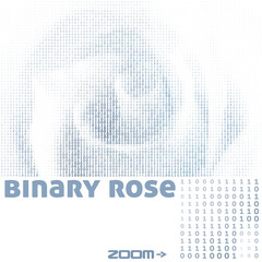 Fototapete - Binary code rose by ones and zeros. Digital vector graphic art