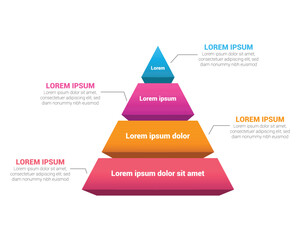 Pyramid Infographic, funnel pyramid business infographic with 4 charts. Template can be edited, recolored, editable. EPS Vector	
