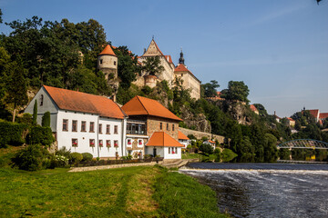 Sticker - View of Bechyne town and Luznice river, Czech Republic