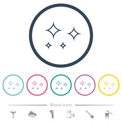 Poster - Glare stars outline flat color icons in round outlines