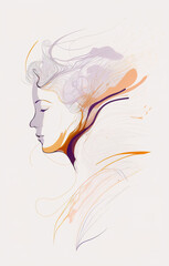 Poster - Abstract portrait illustration digital art face person poster background artwork 
minimal expressionism line art drawing style yoga peaceful graphic design character generative ai
