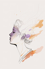 Poster - Abstract portrait illustration digital art face person poster background artwork 
minimal expressionism line art drawing style yoga peaceful graphic design character generative ai