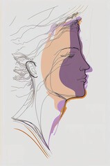 Poster - Abstract portrait illustration digital art face person poster background artwork 
minimal expressionism line art drawing style yoga peaceful graphic design character generative ai