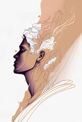 Poster - Abstract portrait illustration digital art face person poster background artwork 
minimal expressionism line art drawing style yoga peaceful graphic design character generative ai