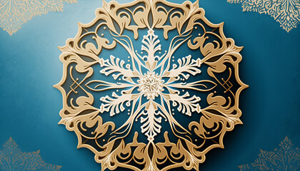 Wall Mural - Paper cut style illustration of Snowflakes A snowflake. Generative AI.