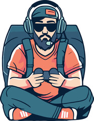 Poster - Bearded guy playing video game