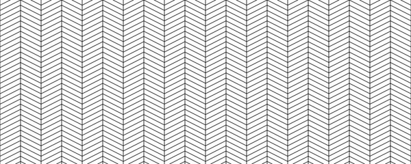 Wall Mural - Herringbone seamless pattern. Black and white chevron background. Repeating zigzag wallpaper. Diagonal lines textile or fabric print design. Parquet floor or brick wall texture. Vector