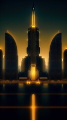 Wall Mural - View of the city futuristic in the night. Generative AI