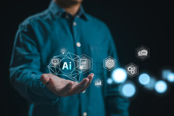 Fototapete - Digital transformation change management encompasses the internet of things, new technology, big data, and business process strategy. It also includes customer service management, smart industry