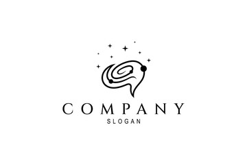 Wall Mural - brain logo combined with orbit in outer space decorated with shining stars gives the impression of b