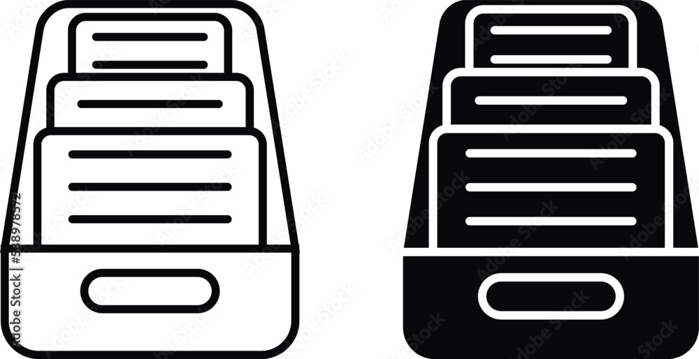 Archive icon sheet, simple trendy flat style line and solid Isolated ...