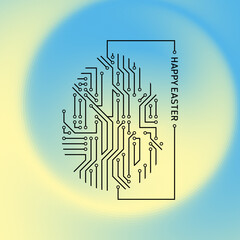 Wall Mural - Vector happy easter card circuit board pattern