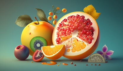 Wall Mural - Fresh and Juicy A Vibrant Summer Fruit Illustration. Generative AI