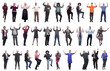 © ASDF - collage of people joyful energetic full length isolated