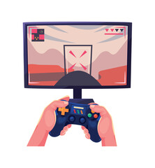 Sticker - Modern hand holding joystick for video games