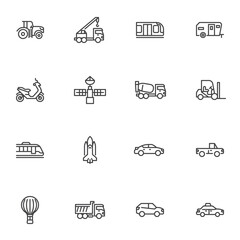 Wall Mural - Transportation line icons set