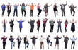 © ASDF - collage of people joyful energetic full length isolated