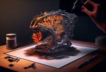 3D printing, conceptual illustration. Generative AI