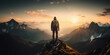 On Top of the World: Hiker Achieving Mountain Summit. Generative AI