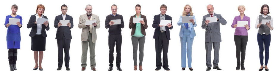 Wall Mural - group of people holding tablet and looking into it