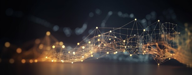 Fototapete - technology network yellow wire background. Generative AI