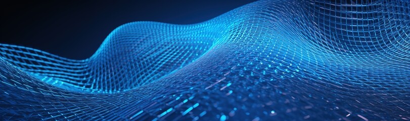 Fototapete - digital hexagon technology network blue background. Generative AI