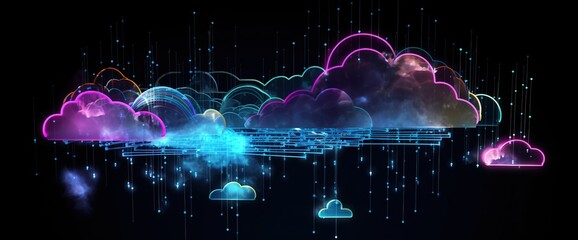 Aufkleber - abstract cloud technology connection system on a light background. Generative AI