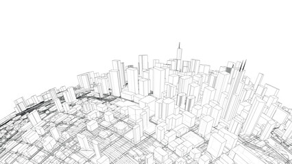 Poster - 3d city sphere. Vector rendering of 3d