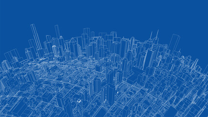 Poster - 3d city sphere. Vector rendering of 3d