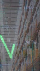 Poster - Animation of statistics processing with lines over warehouse