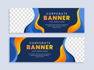 Wall Mural - Corporate business banner template with blue and orange background