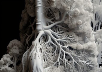 Close up of Lung tissue as tree branches. Generative AI.