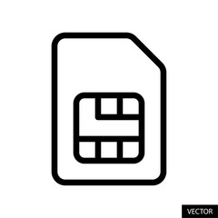 Fototapete - sim card vector icon in line style design for website, app, ui, isolated on white background. editab