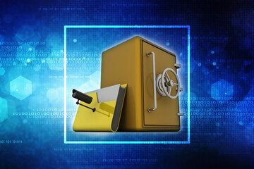 Poster - 3d rendering folder with locker under CCTV camera